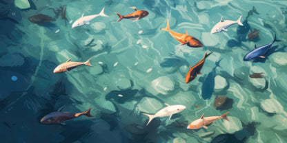 Caustic Fish Blue Desk Mat - Stylish Home Decor Accessory