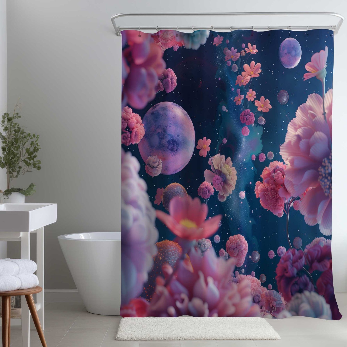 Rideau de douche rose Void | Élégants rideaux de décoration intérieure