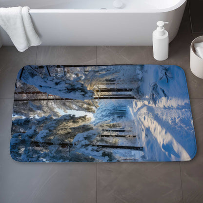Tapis de bain Chemin enneigé | Décoration d'intérieur douillette, douce et résistante