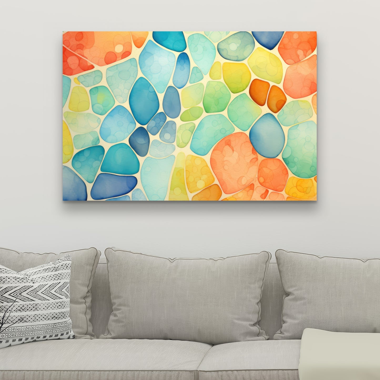 Blobs Turquoise Canvas - Unique Home Decor Art Piece