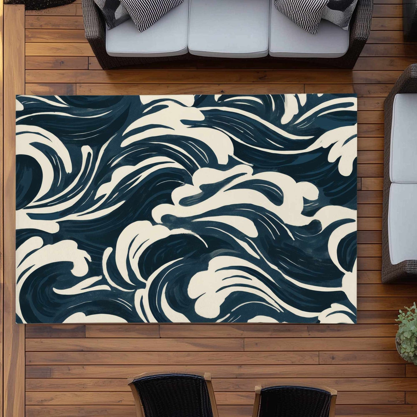 Tapis d'extérieur Midnight Ocean Flow | Accessoire de décoration élégant pour la maison