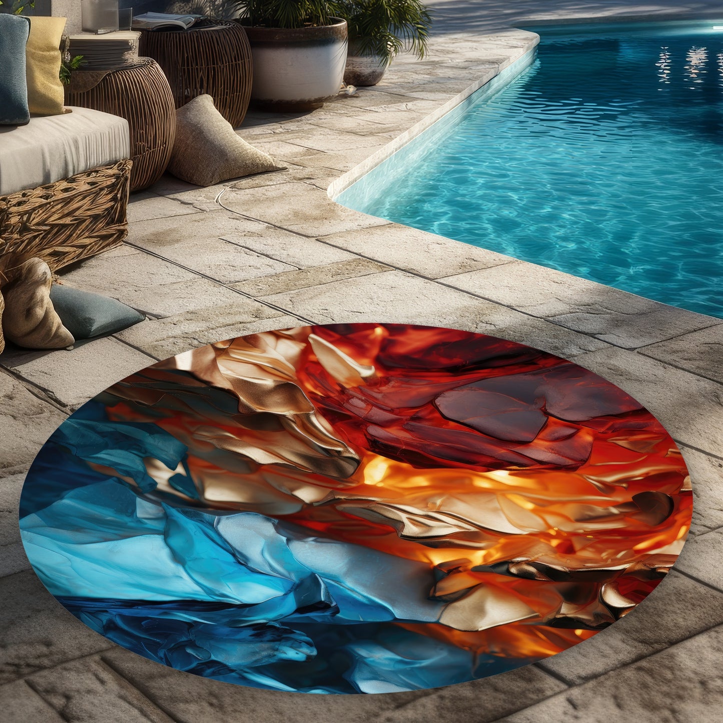 Tapis d'extérieur rond Mineral Contrast pour la décoration intérieure
