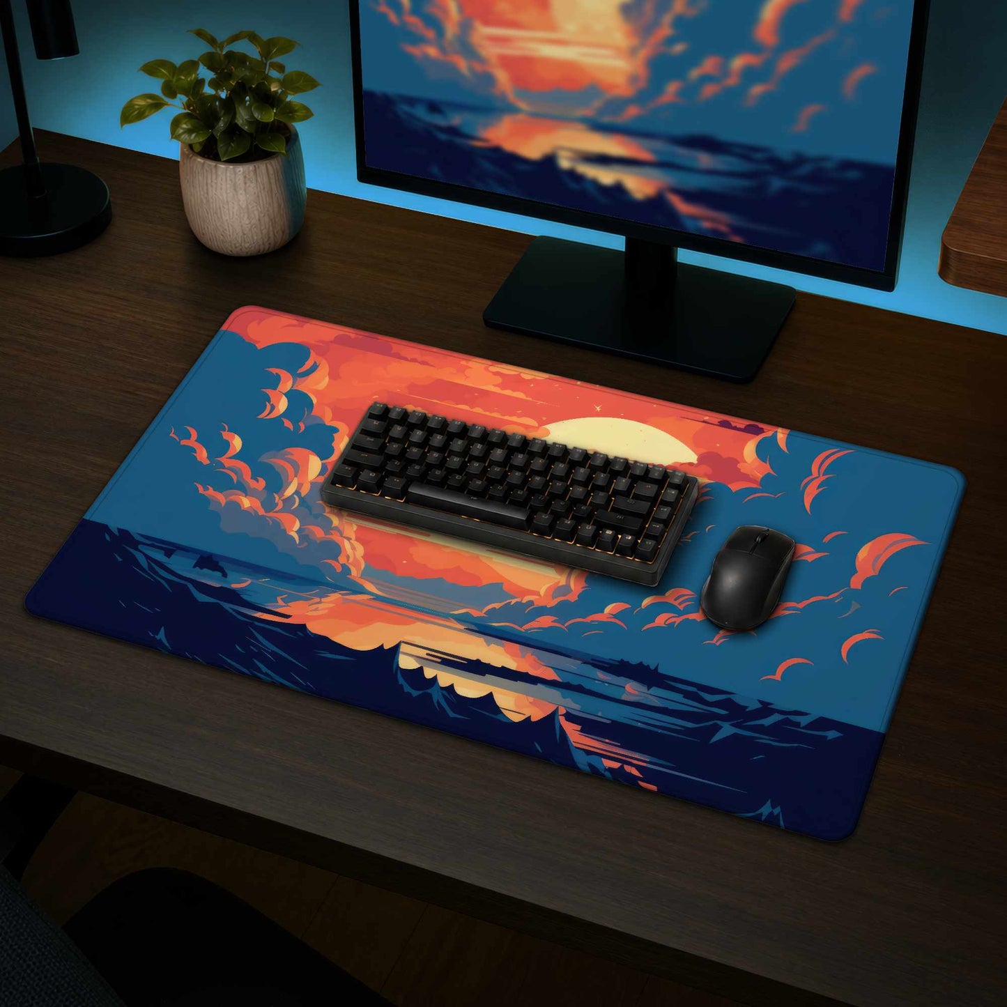 Tapis de jeu orange et bleu - Surface de jeu élégante pour la décoration intérieure
