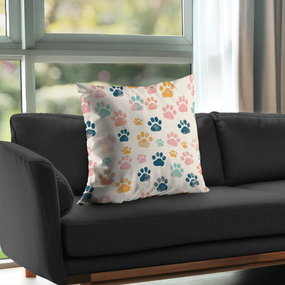 Cute Paws Poly Twill Throw Pillow | Adorable Home Decor