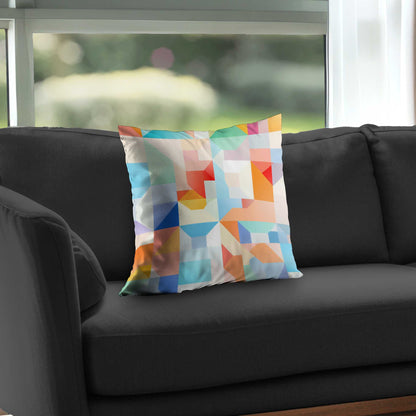Coussin décoratif en sergé de polyester à motif géométrique - Cadence géométrique