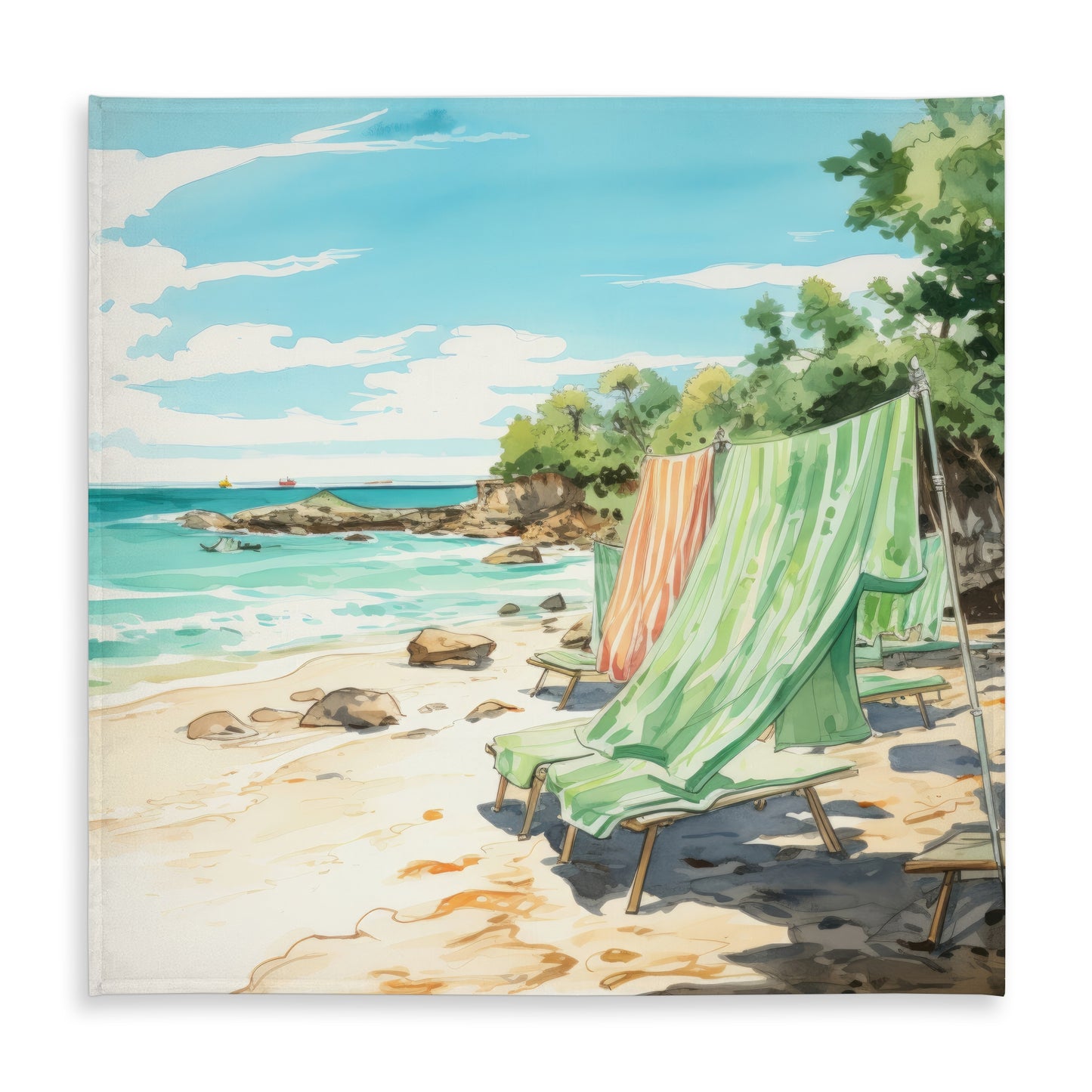 Beach Calm Beige Indoor Outdoor Tablecloth for Home Decor