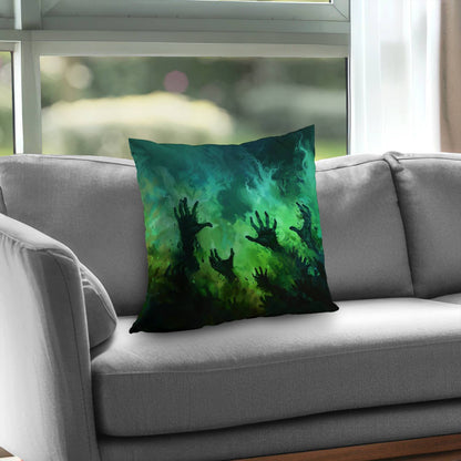 Coussin décoratif en sergé de polyester « Mains du désespoir » | Accessoire de décoration intérieure