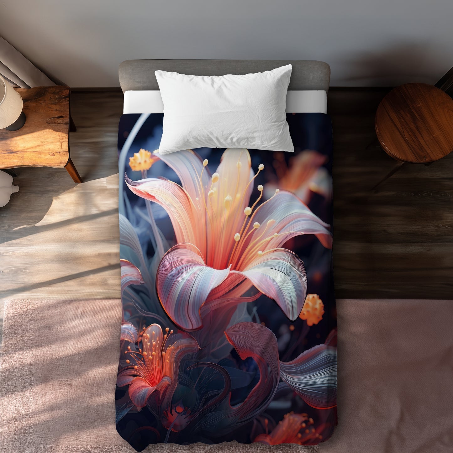 Astral Bloom Black Duvet Cover | Elegant Home Decor Essentials