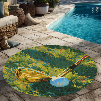 Tapis d'extérieur rond Golden Club - Décoration élégante pour la maison