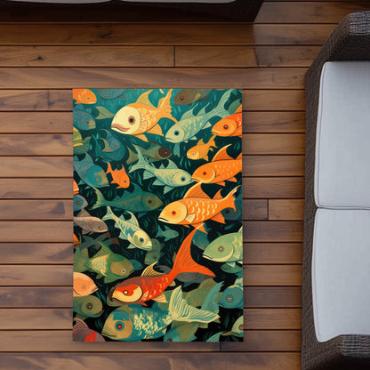 Simple Fishes Black Outdoor Area Rug | Home Decor Essentials