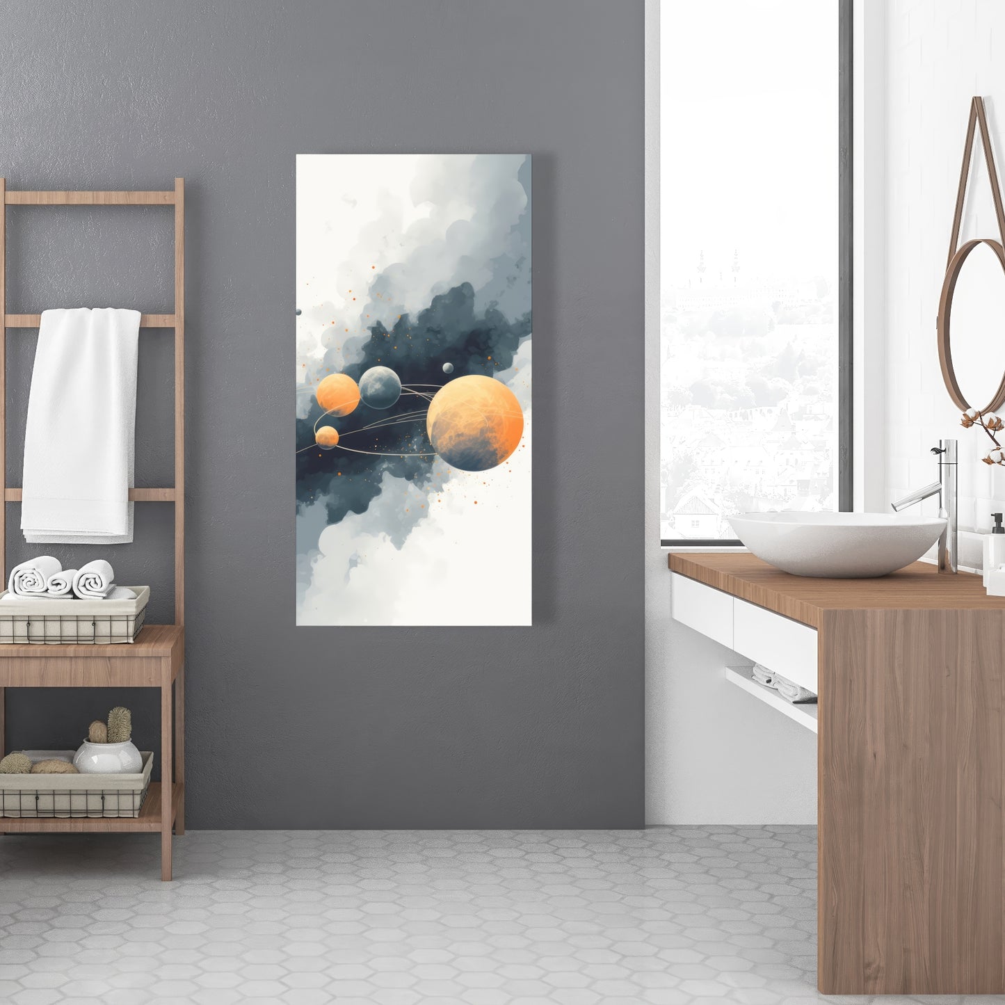 Circle of Planets - White Canvas Home Decor Wall Art