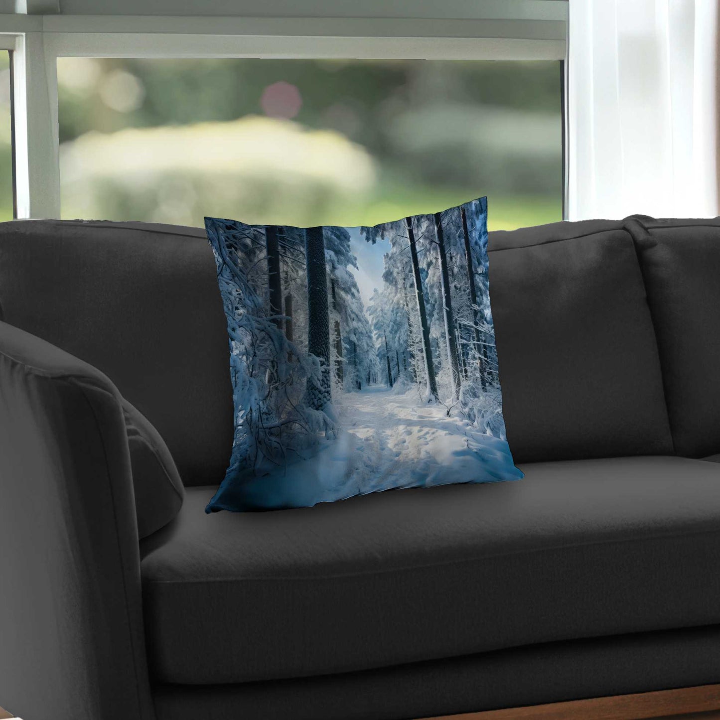 Coussin décoratif en sergé polyester Cold Forest | Accessoire de décoration intérieure