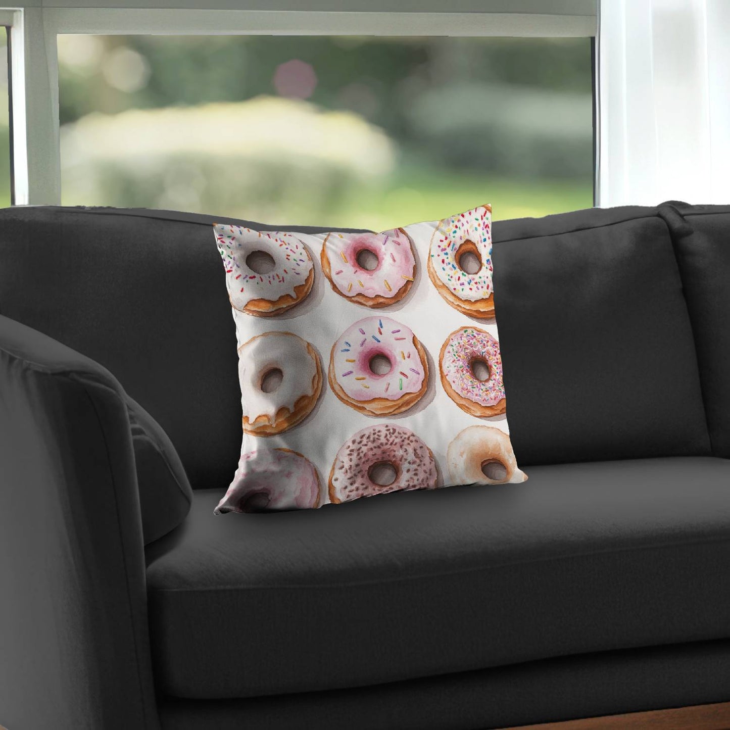 Donuts Poly Twill Throw Pillow - Cozy Home Decor Accent
