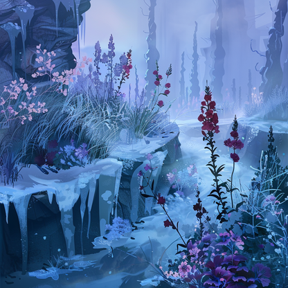 Valley of Ice - Gray Canvas Wall Art for Home Decor