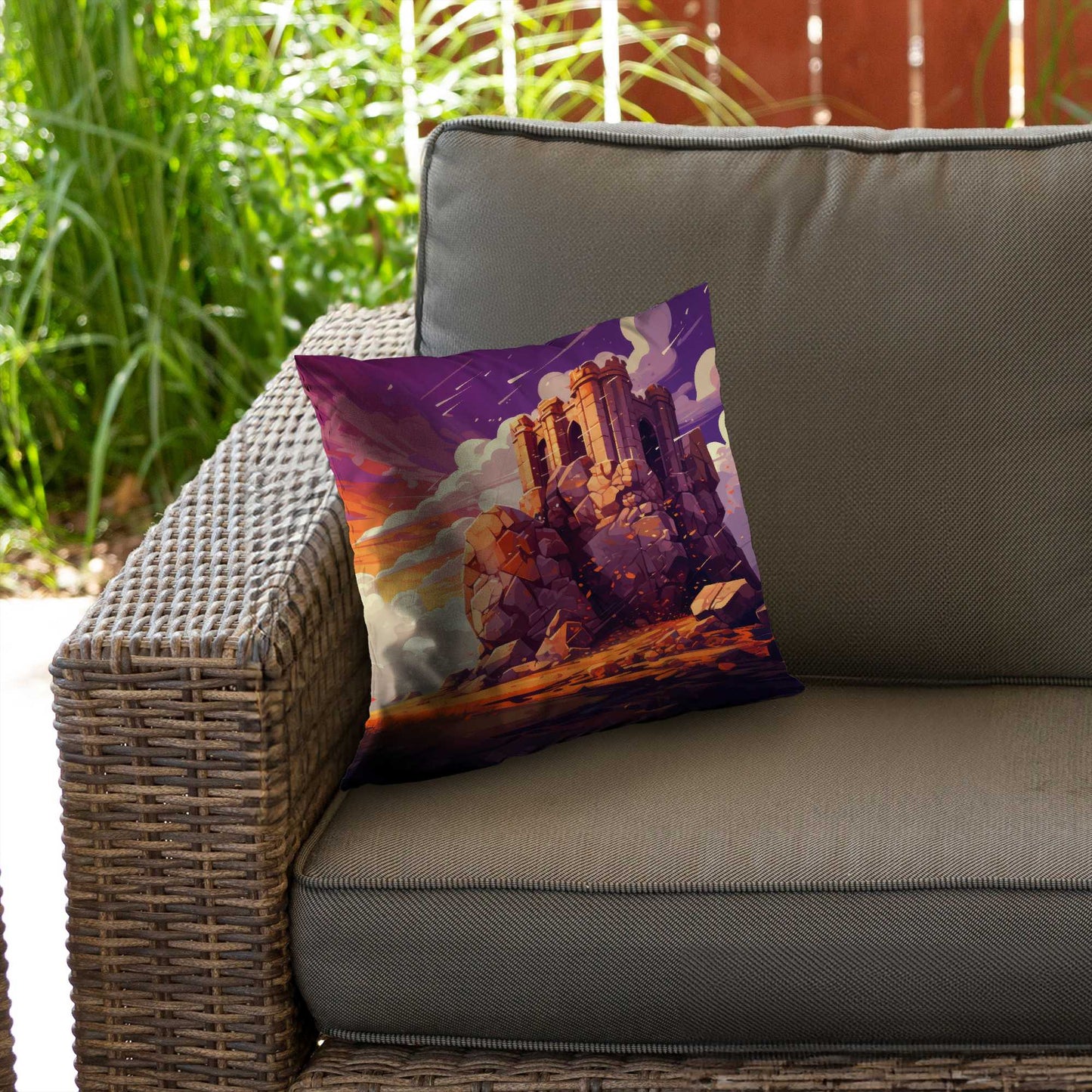 Coussin décoratif en sergé de polyester « Les Derniers Vestiges » pour la maison
