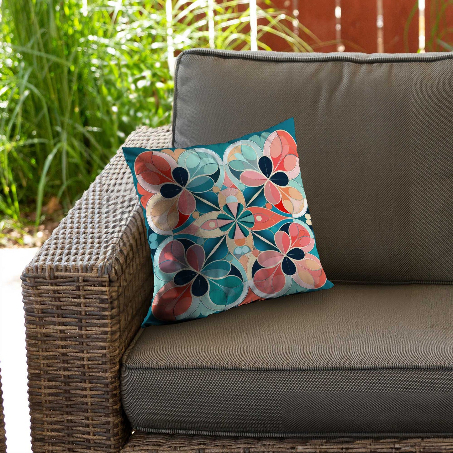 Coussin décoratif Mandala en sergé de polyester - Accessoire de décoration unique pour la maison