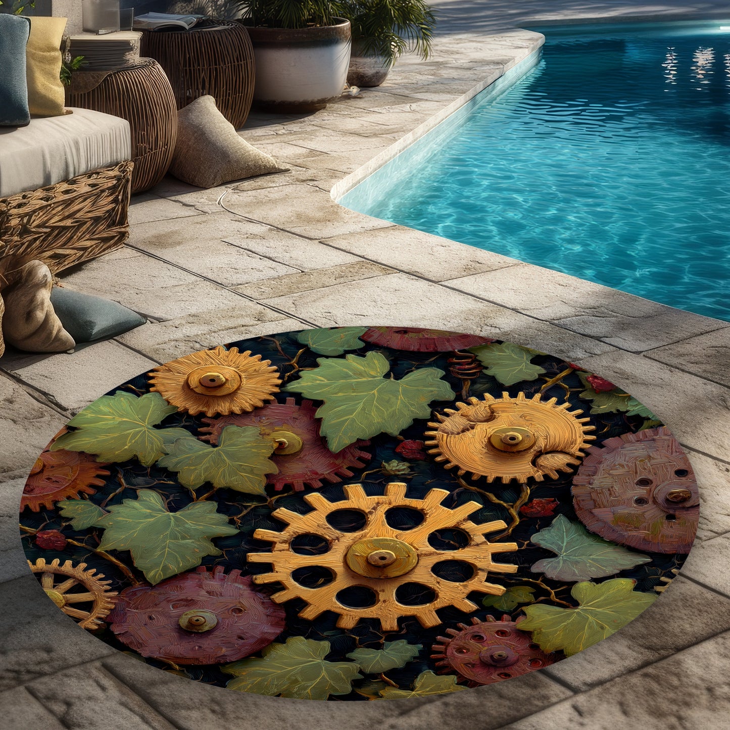 Nature punk Round Outdoor Area Rug for Stylish Home Decor