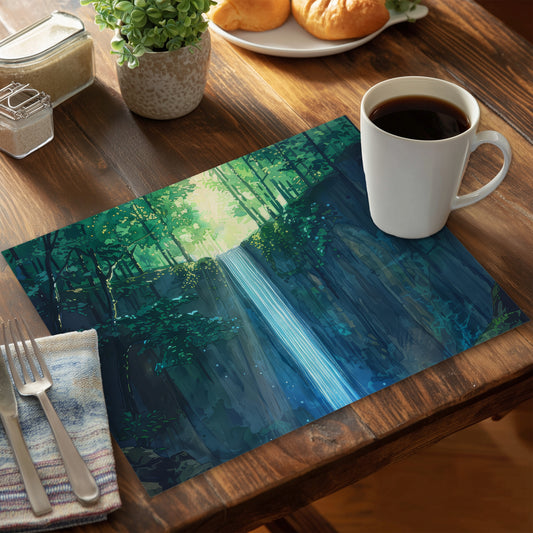 Waterfall White Polyester Placemat for Elegant Home Decor