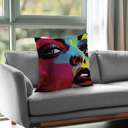 Coussin décoratif en sergé de polyester à motifs de bandes dessinées - Accessoire de décoration élégant pour la maison
