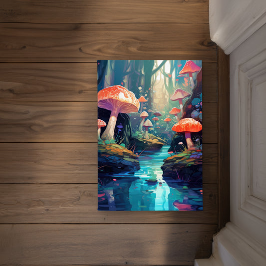 Whimsical Forest Door Mat - Indoor Outdoor Home Decor Rug