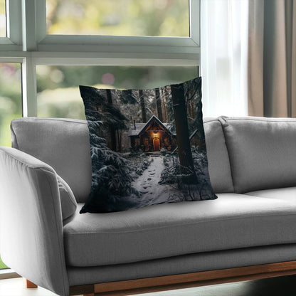 The lone cabin - White poly twill throw pillow insert | Home Decor