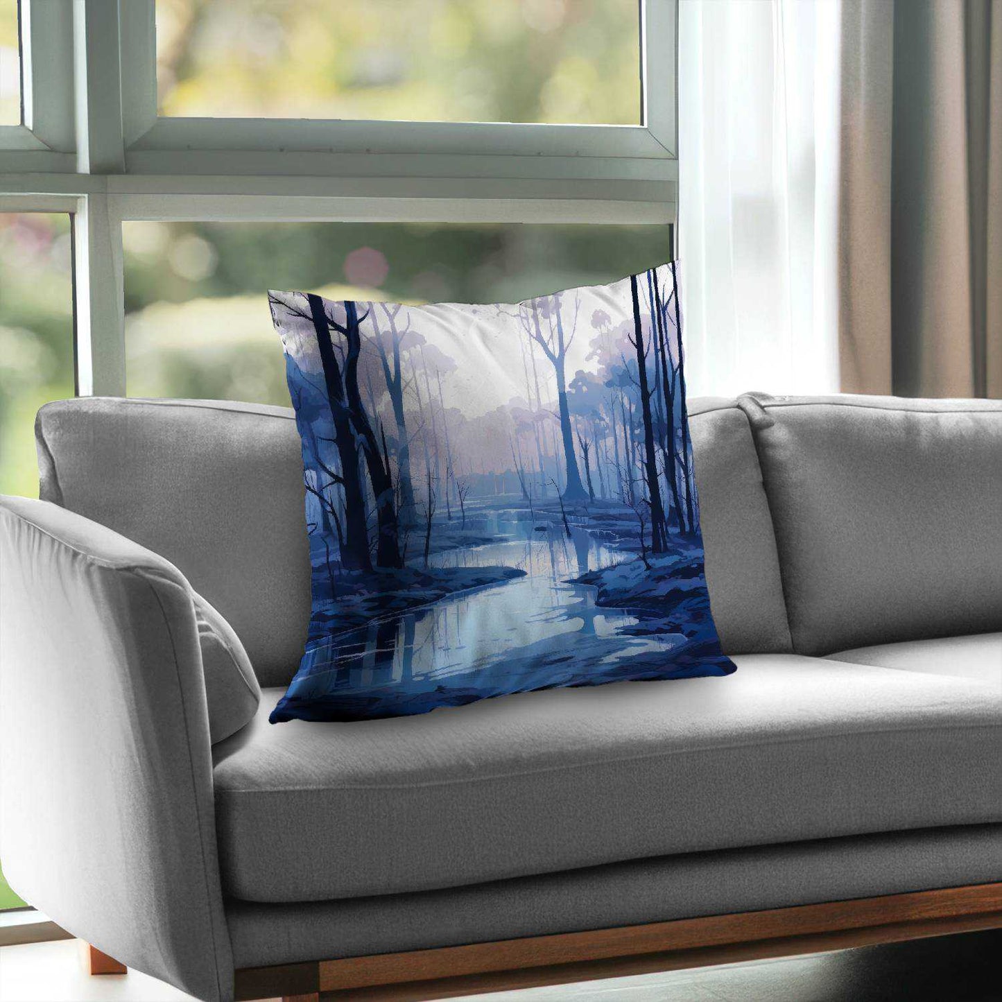 Cold and Muddy Blue Poly Twill Throw Pillow Insert | Decor