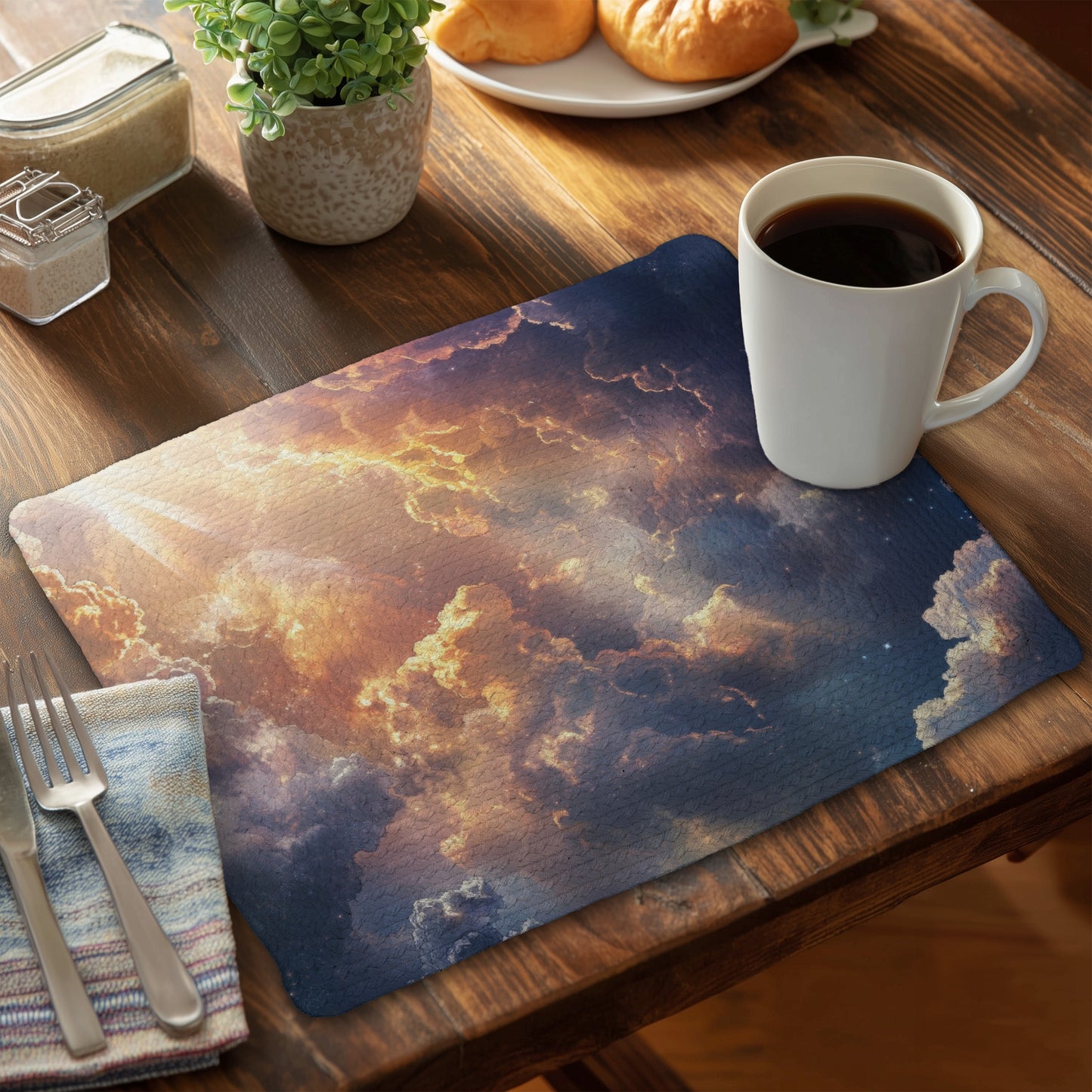 Piercing light Braided Polyester Placemat for Home Decor