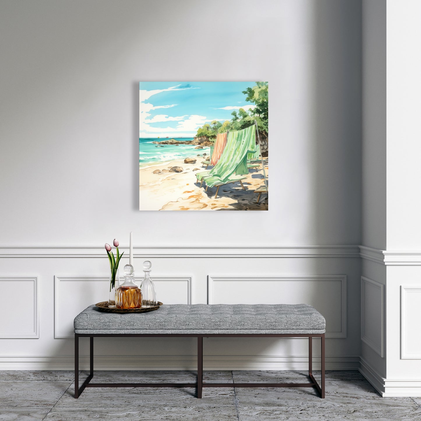 Beach Calm - Turquoise Canvas Wall Art for Home Decor