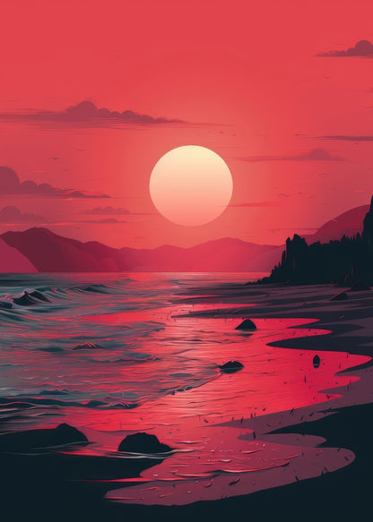 Tapis de bain Red Sky - Tapis décoratif doux et élégant
