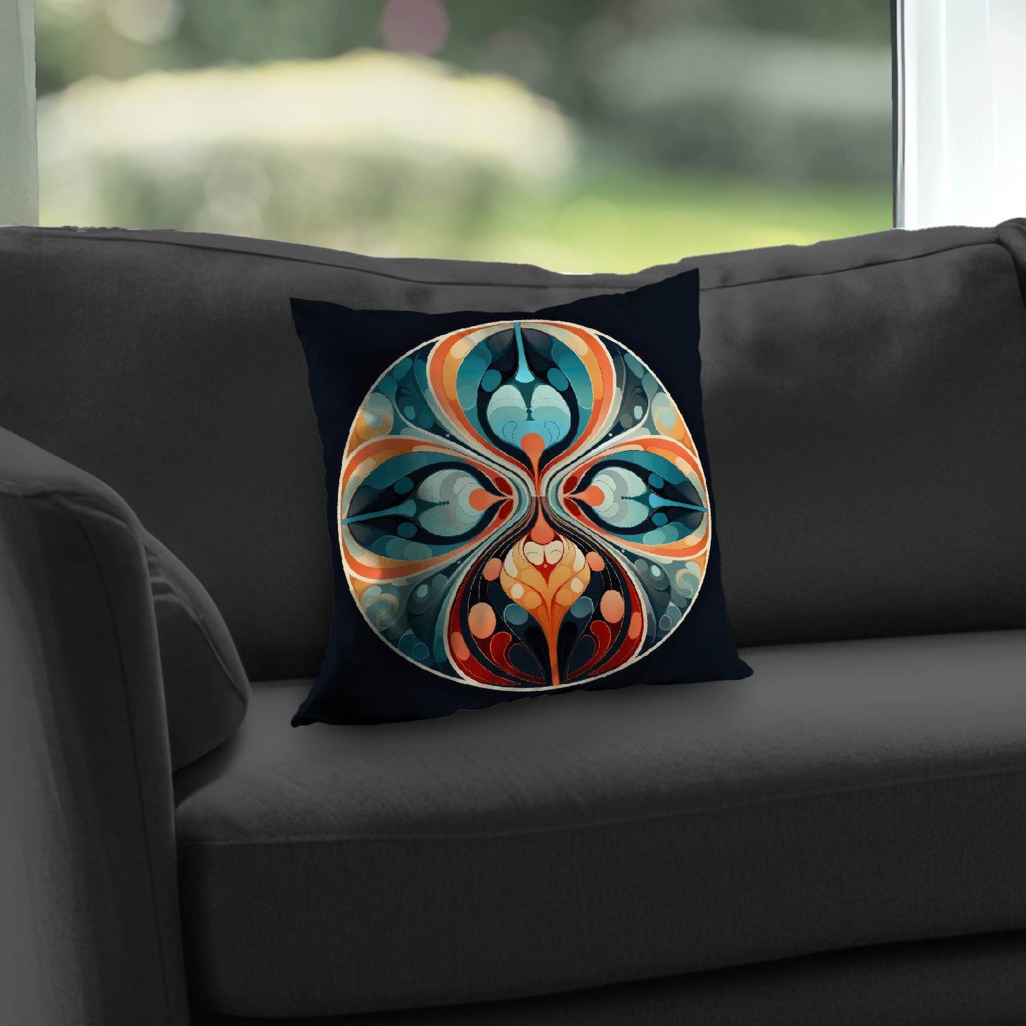 Hues and curves - Throw pillow - Print on demand