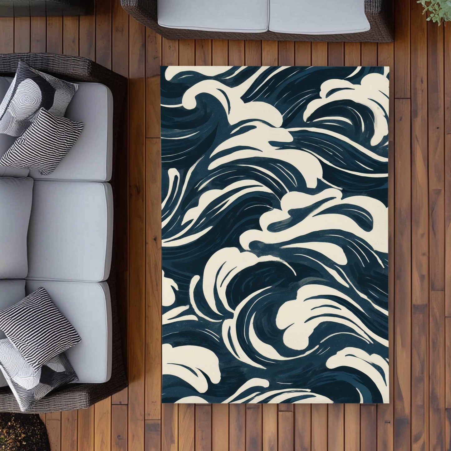 Tapis d'extérieur Midnight Ocean Flow | Accessoire de décoration élégant pour la maison