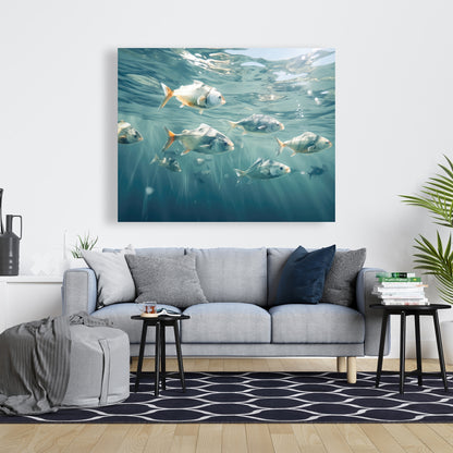 Swimming Peacefully - White Canvas Home Decor | Tranquil Art