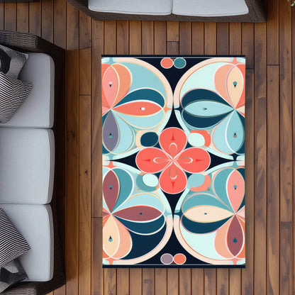 Pastel Mandala Turquoise Outdoor Area Rug | Home Decor