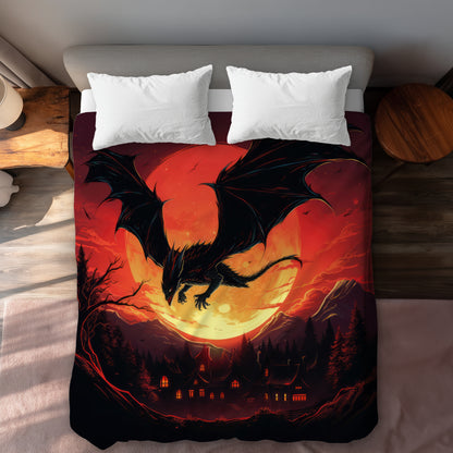 Housse de couette rouge La colère du dragon | Décoration d'intérieur élégante