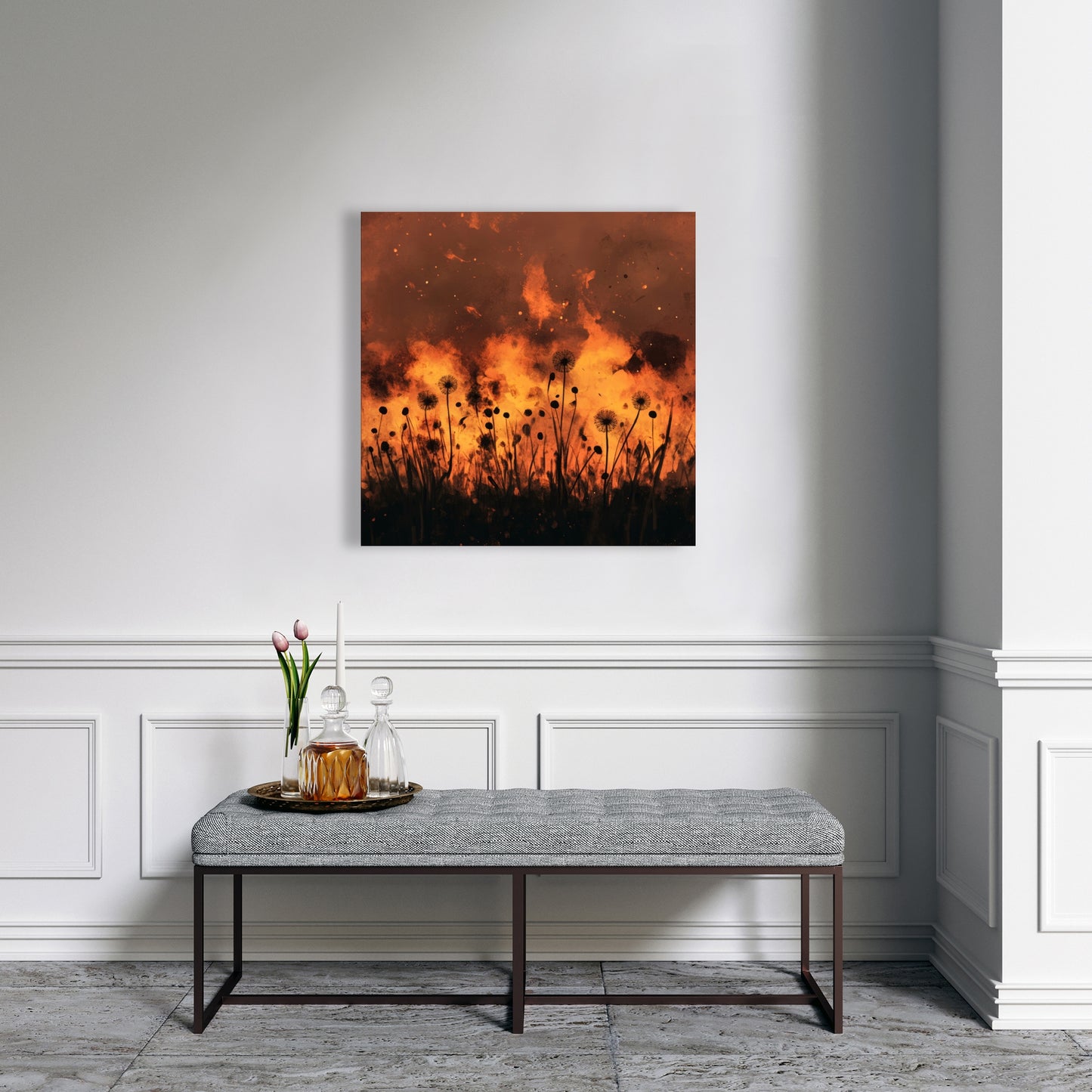 Ablaze - Black Canvas Home Decor for Modern Elegance