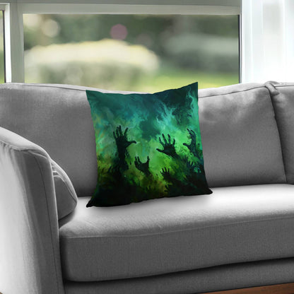 Coussin décoratif en sergé de polyester « Mains du désespoir » | Accessoire de décoration intérieure