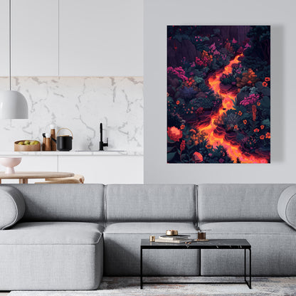 Flowing magma - Black canvas home decor art piece