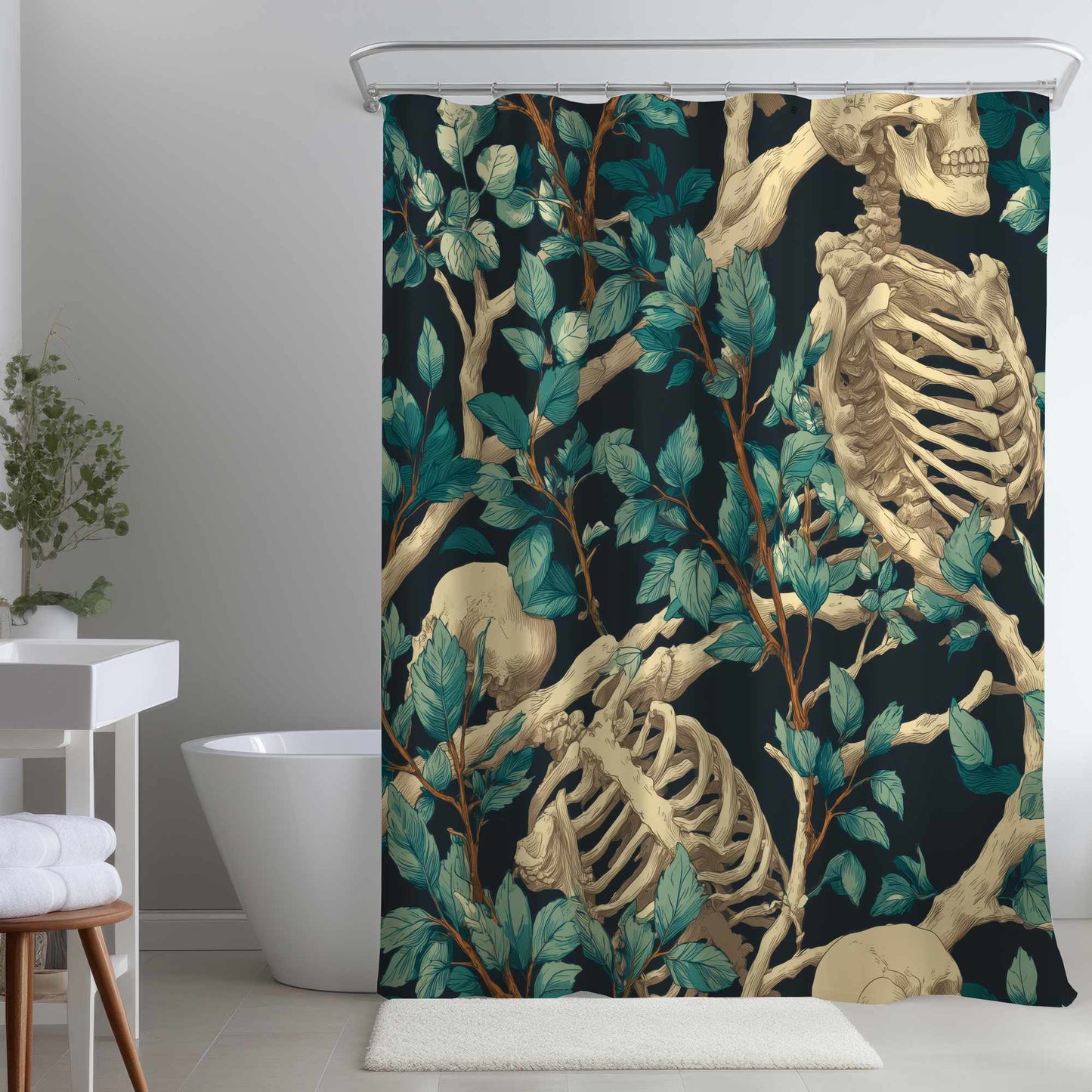 Rideau de douche Bâtons et Crânes | Décoration intérieure unique
