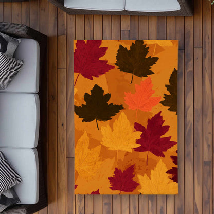 Tapis d'extérieur Feuilles aux reflets automnaux | Décoration intérieure chaleureuse