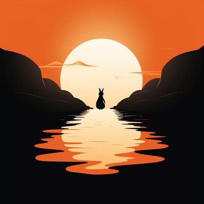 Running away - Orange Framed Canvas for Home Decor