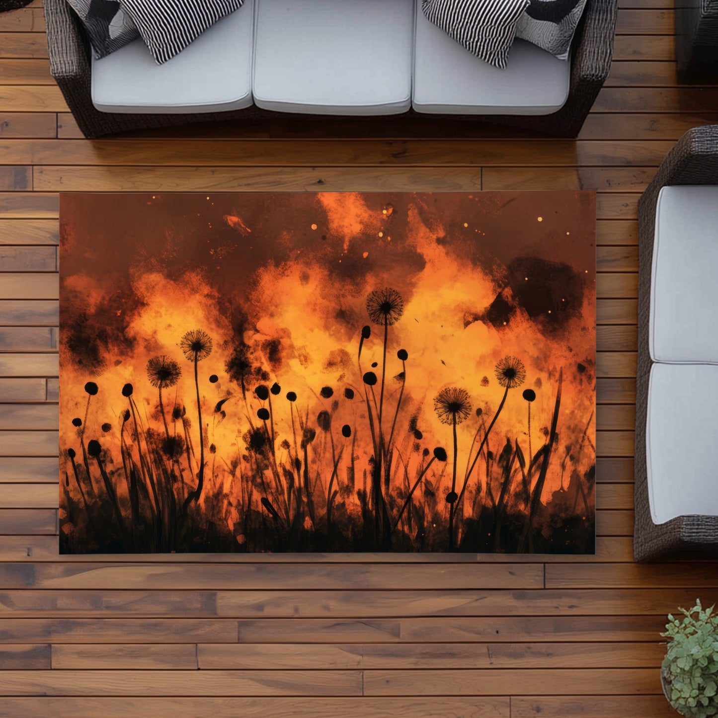 Ablaze Black Outdoor Area Rug - Stylish Home Decor Accent