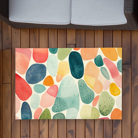 Seedy shapes Turquoise Outdoor Area Rug for Home Decor