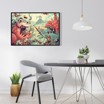 Day of Reckoning - Blue Framed Canvas for Home Decor