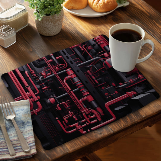 Machinery Gray Braided Polyester Placemat for Home Decor