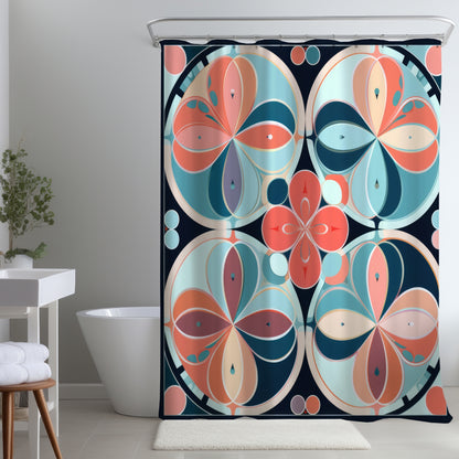 Pastel Mandala Black Shower Curtain | Home Decor Accent