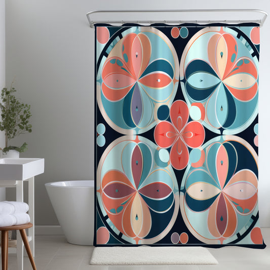 Pastel Mandala Black Shower Curtain | Home Decor Accent