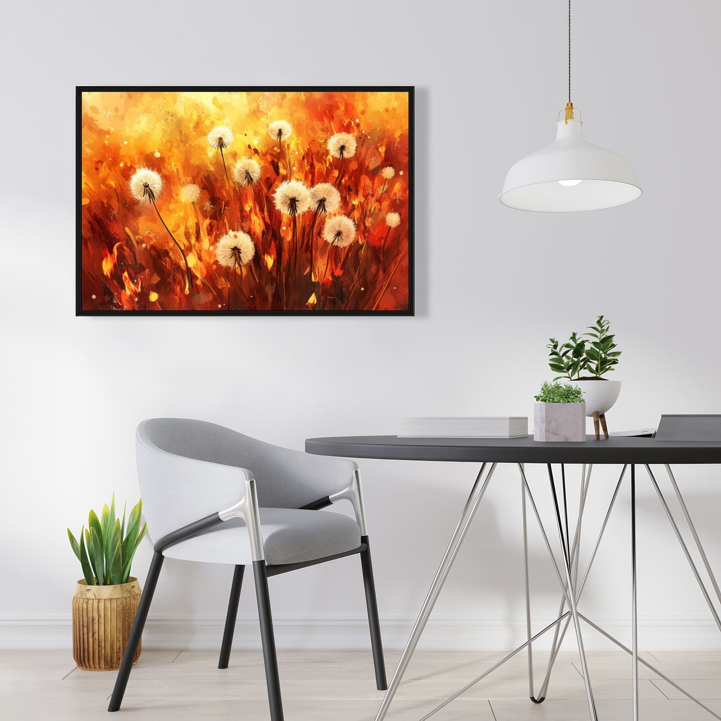 Dandelion fire - 36"x36" Framed canvas