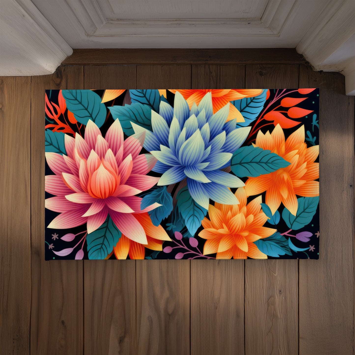 Color Bouquet Turquoise Indoor Outdoor Door Mat | Home Decor