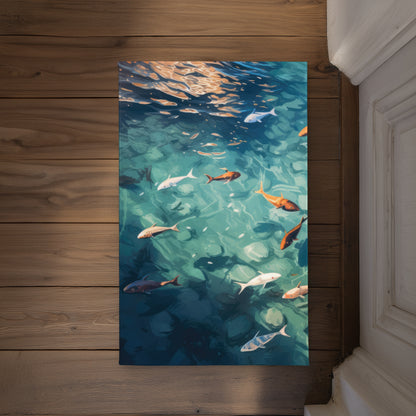 Caustic Fish Orange Indoor Outdoor Door Mat | Home Decor