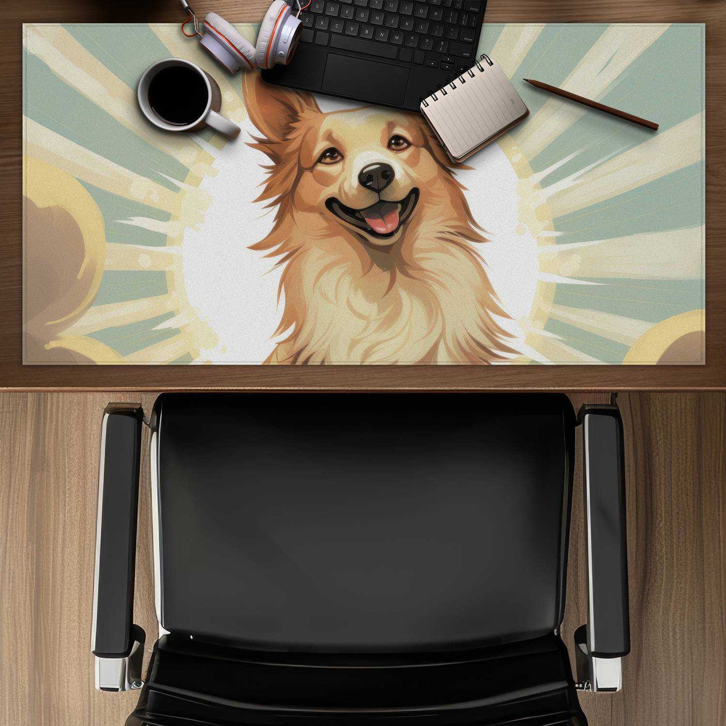Who's a good boy - Beige Desk Mat for Stylish Home Decor